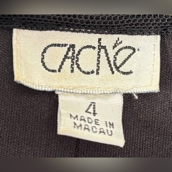 CACHE Black detailed front long jacket with Faux leather trim size 4 - Picture 4 of 7